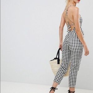 ASOS DESIGN gingham denim jumpsuit
